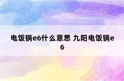 电饭锅e6什么意思 九阳电饭锅e6